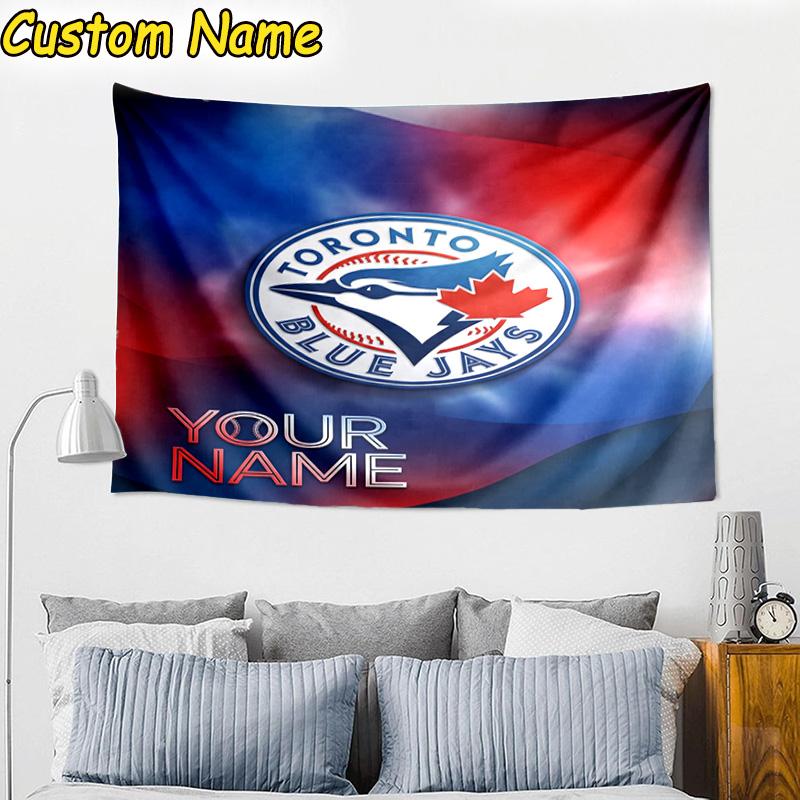 Custom Name Blue Jays Logo Tapestry Room Decoration Wall Hanging for Living Room Bedroom, dormitory, Birthday and Christmas gifts