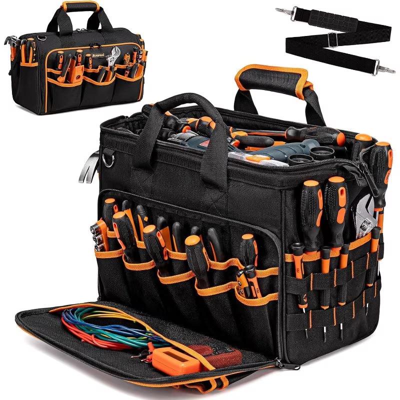 Tool Bag Organizer for Electricians, Heavy Duty Large Capacity Tool Tote with Multi Pockets, Waterproof Durable Work Bag