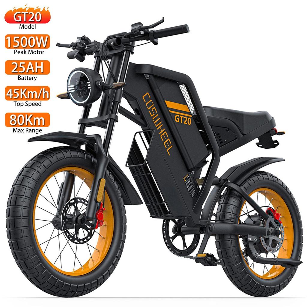 Electric Bicycle Coswheel GT20 1500W Peak Motor Fully Suspended Adult Electric Bicycle 48V 25AH Hydraulic Brake 20"x4.0" Tire