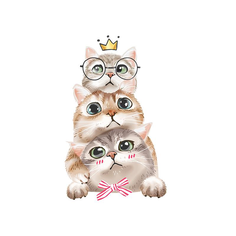 

Cute Stacked Kittens Waterproof Self Adhesive Wall Sticker for Bedroom Living Room Home Decor 30x30cm разноцветный