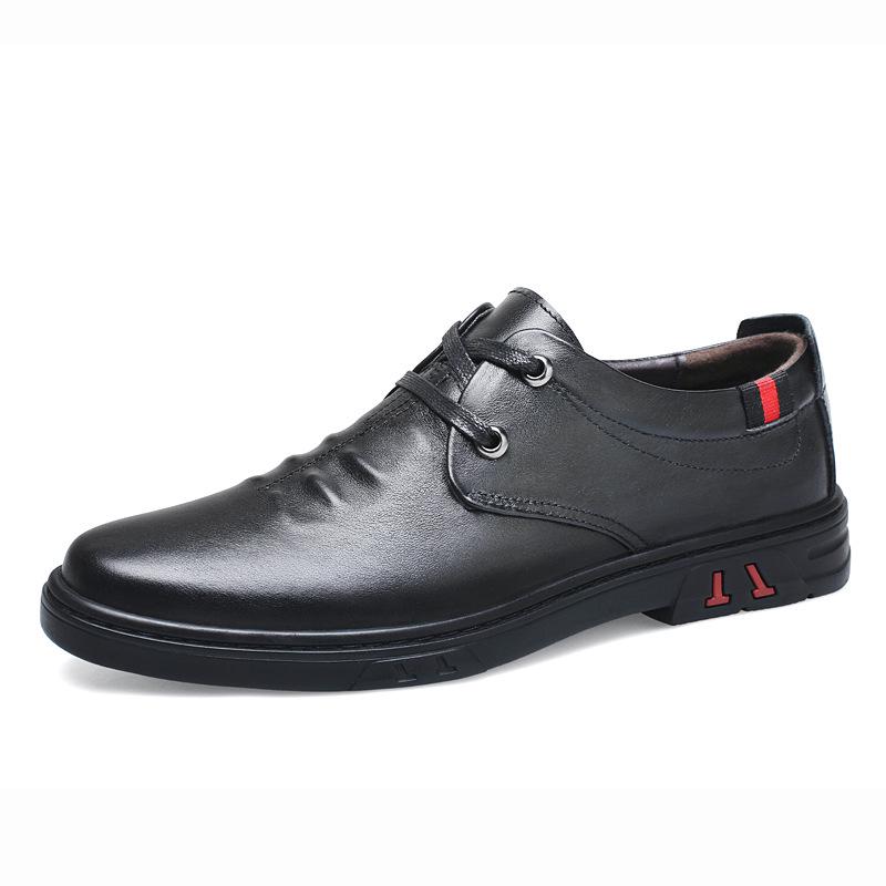Men s Korean Style Lace-up Leather Shoes – Casual & Business, Black 46 чёрный