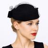 British Style Wool Bow Hat with Veil Mesh Topper Hat Jazz Hat Stewardess Cap  Dinner