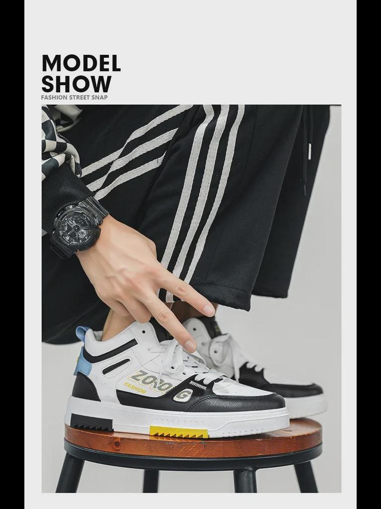 2024 Trendy White High-Top Sports Sneakers for Men & Teens