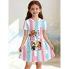 Cute Cat Girls' Princess Dress Summer Casual Dress for Girls Cartoon Graphic Outfit O-Neck Birthday Gifts Children Clothes