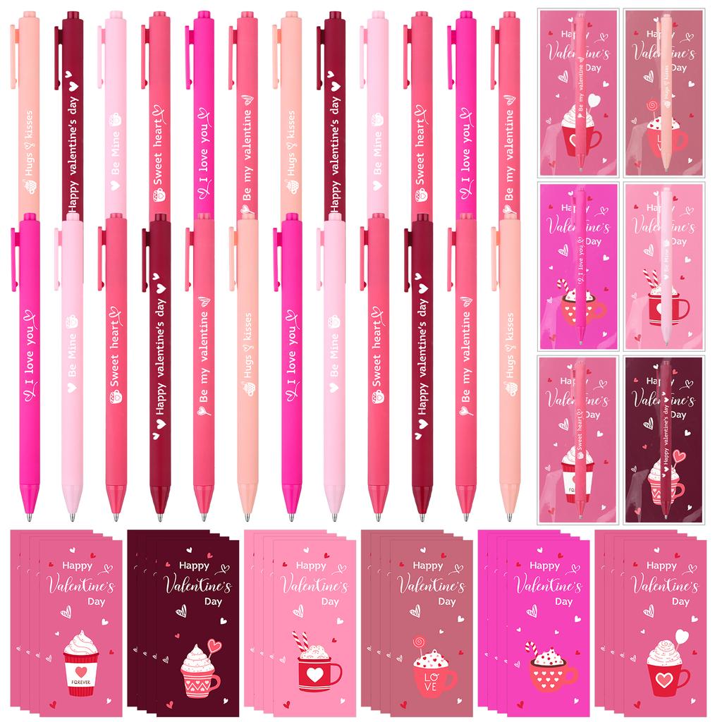24 Pcs Valentines Day Gifts Heart Ballpoint Pens Valentine'S Day Party Favors Valentines Appreciation Gifts For Women Men Cowork