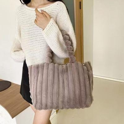 Plüsch-Umhängetasche Damen Fuzzy Tote Fluffy Handtasche Einfarbig Fellige Geldbörse Wintergeschenk für Damen Tägliche Erledigungen Reise Straße Pendeln Dating
