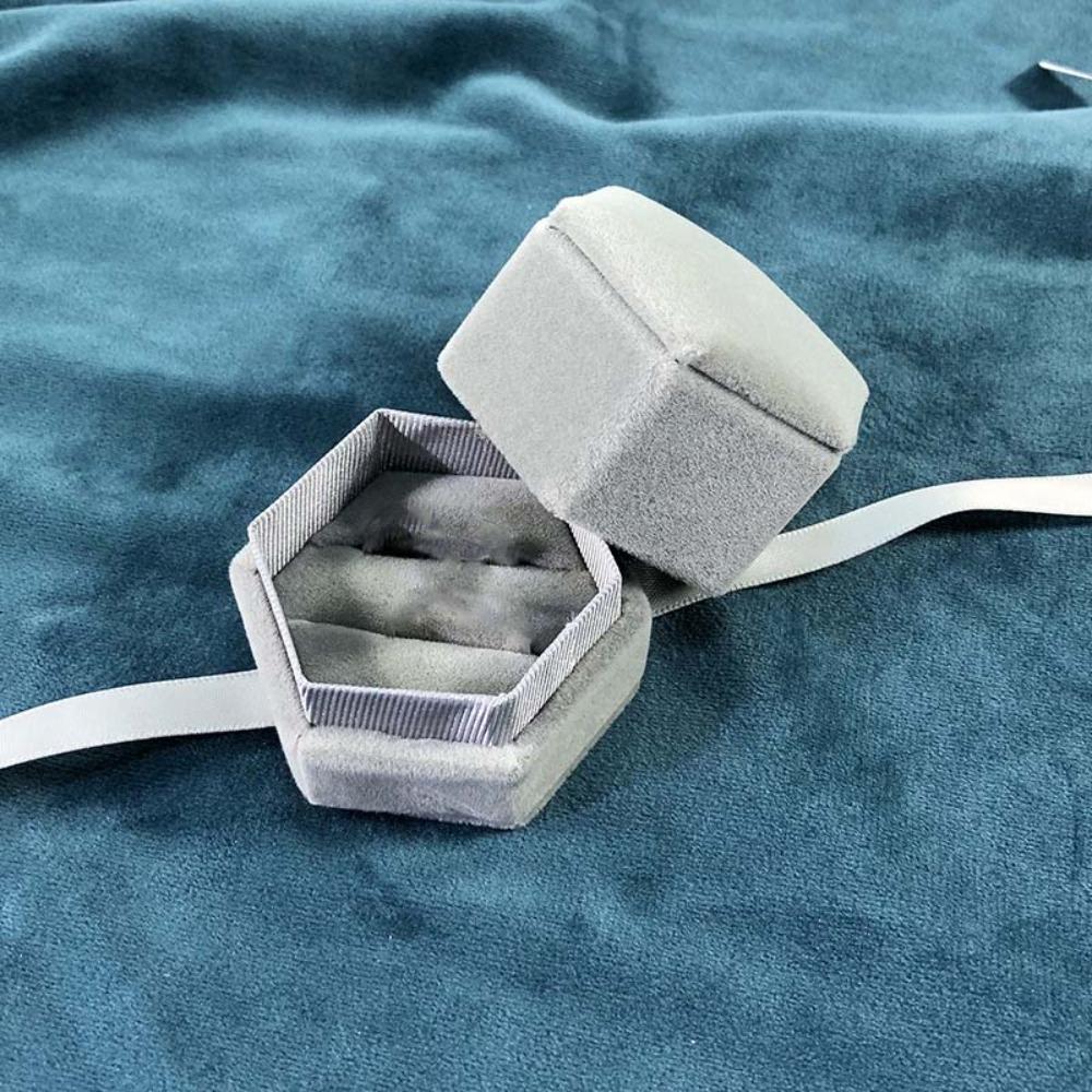 Ribbon Flocking Ring Box Velvet Ring Display Case Portable Jewelry Organizer  Spouse