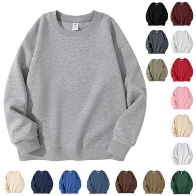 Herren- und Damen einfarbiges lässiges Rundhals-Langarm-Oberteil, Herren figurbetontes verdicktes Baumwoll-Sweatshirt Basisschicht-Oberteil