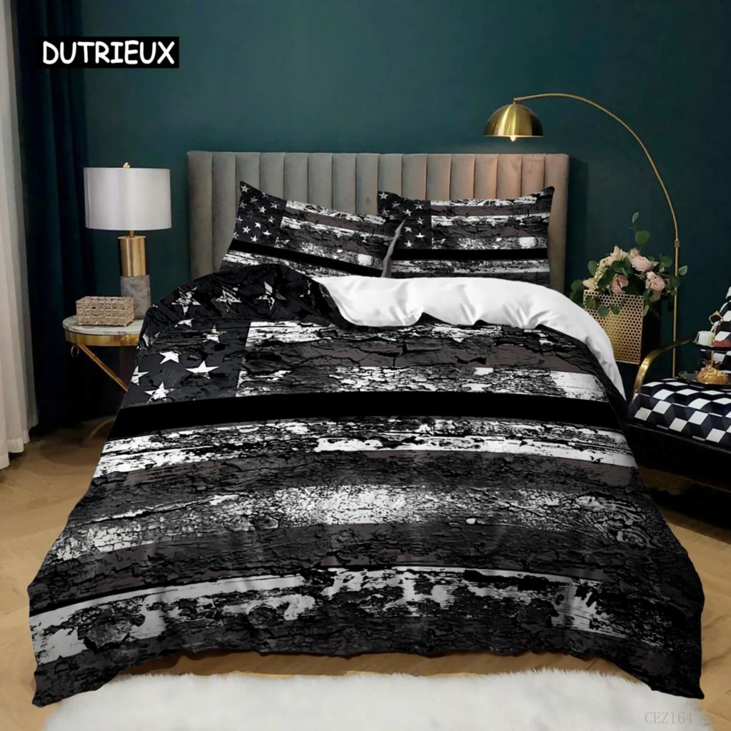Nationalflagge Bettbezug Set King Size Kreatives Amerikanische Flagge Bettwäscheset für Teenager Erwachsene Mikrofaser Einzel Doppel Bettdeckenbezug