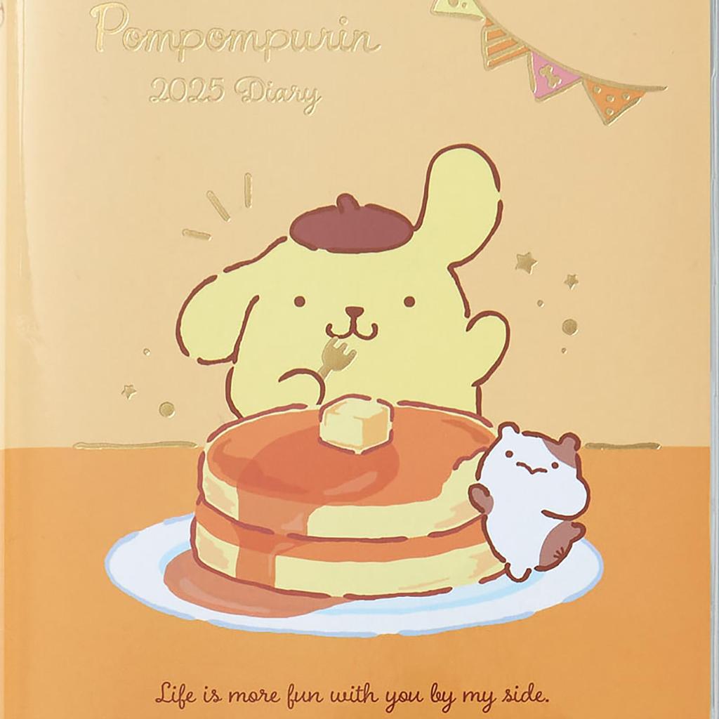 Sanrio B6 Diary Pompompurin 2025 Planner October with Schedule Stickers and 456331 (Block Type) (Starts 2024) Bookmark,