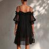 2026 Europäischer und amerikanischer Stil Chiffon Druck V-Ausschnitt figurbetontes Kleid Retro elegantes Kleid neu