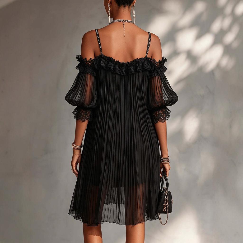2026 Europäischer und amerikanischer Stil Chiffon Druck V-Ausschnitt figurbetontes Kleid Retro elegantes Kleid neu