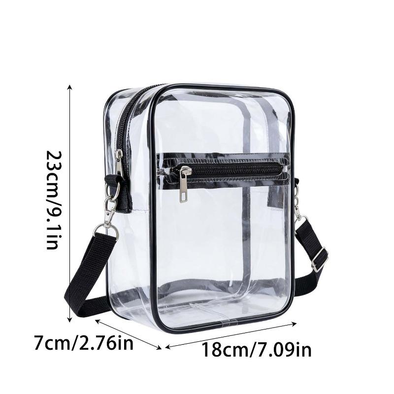 Portable Transparent PVC Shoulder Bag Unisex Clear Crossbody Handbag with Front Pocket Waterproof Lightweight Casual Daily Use