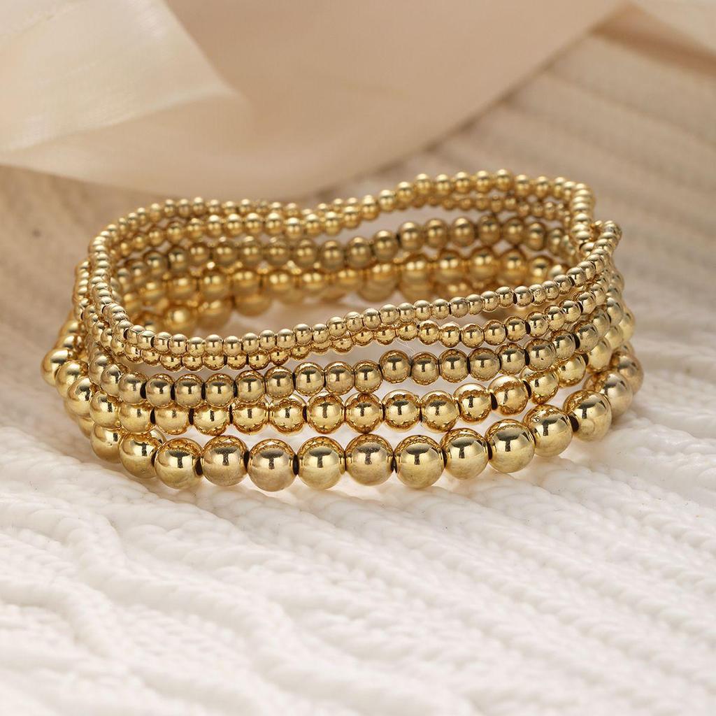 European/American Style Waterproof, Wear-Resistant Women's Beaded Elastic Bracelet - Fashionable, Stackable, and Simple Design