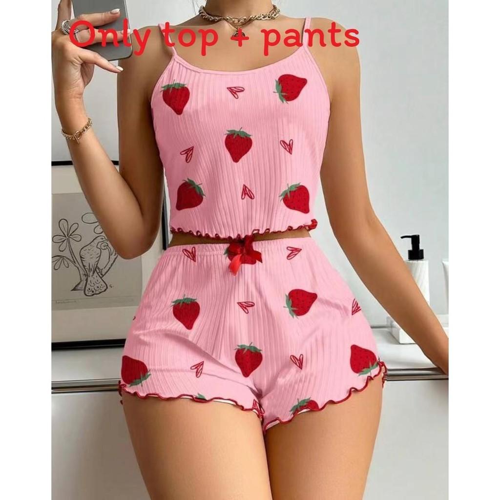 Romantic Heart Print Sleepwear Set With Stretchy Polyester For Young Women