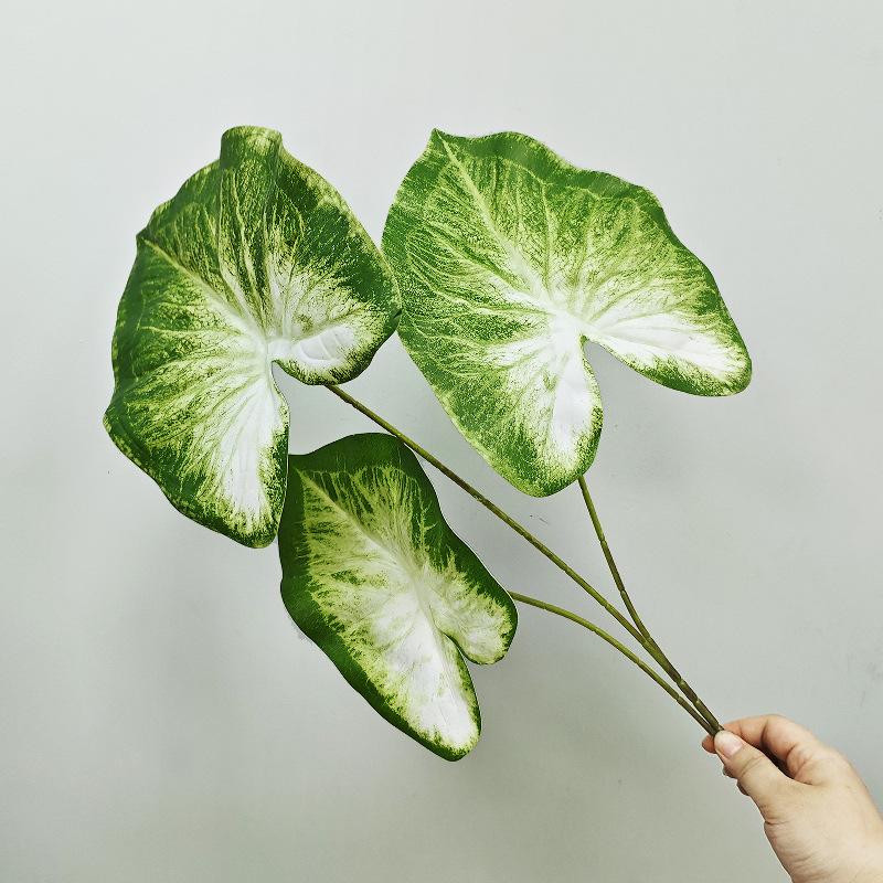 Simulation green plant 3 fork color taro leaves 3D printing color taro home garden decoration plant wall flower material high simulation