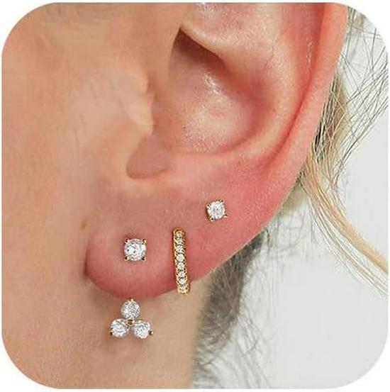 Gold-Plated Brass Hoop Earrings Fashion Set - European & American Design