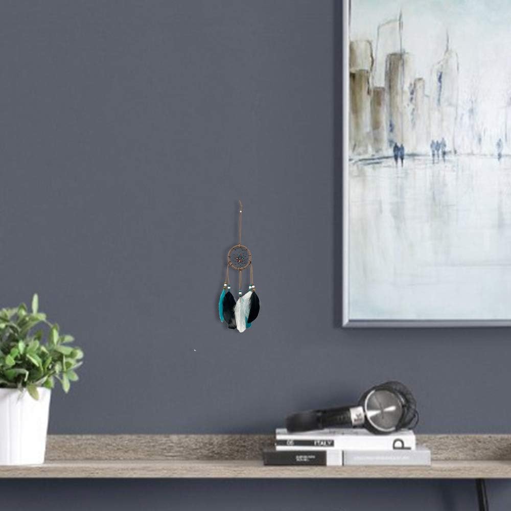 Dream Catcher for Car Rearview Mirror Hanging Decor Handmade Indian Wooden Beads Nature Feather Small Car Charms Pendant Accessories