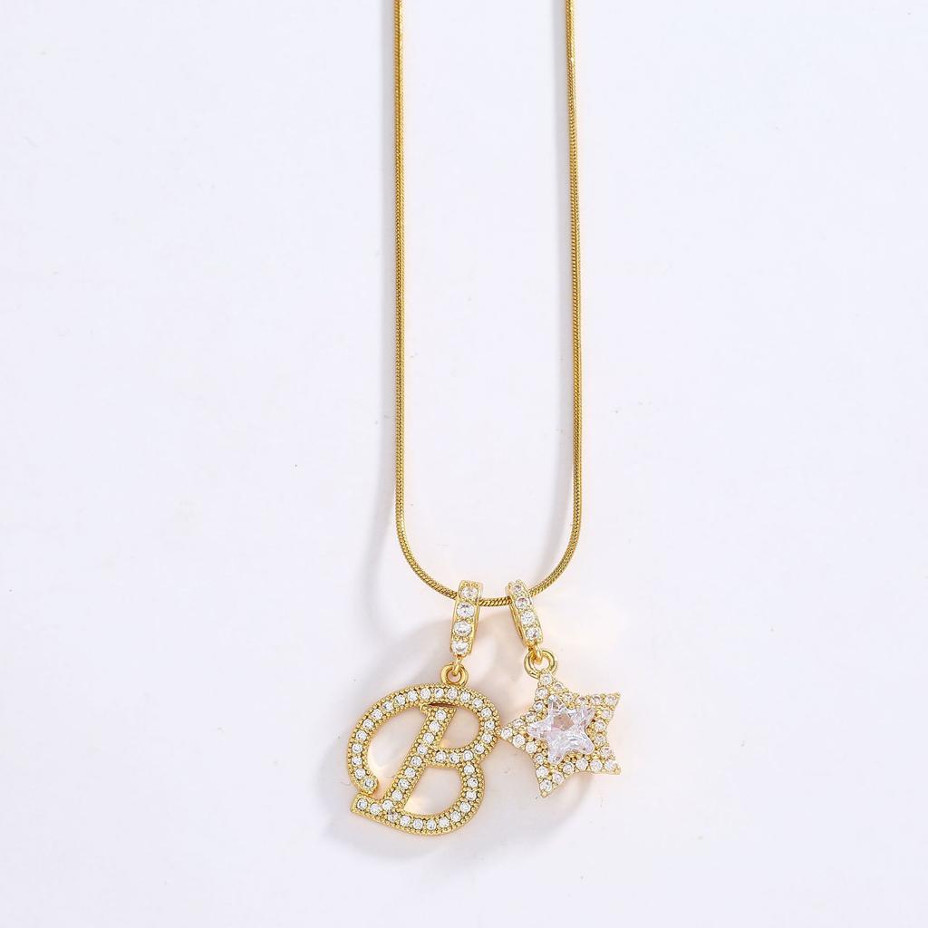 26 Alphabet Pendant Initial Letter Star Necklace Couple Name Jewelry Gifts