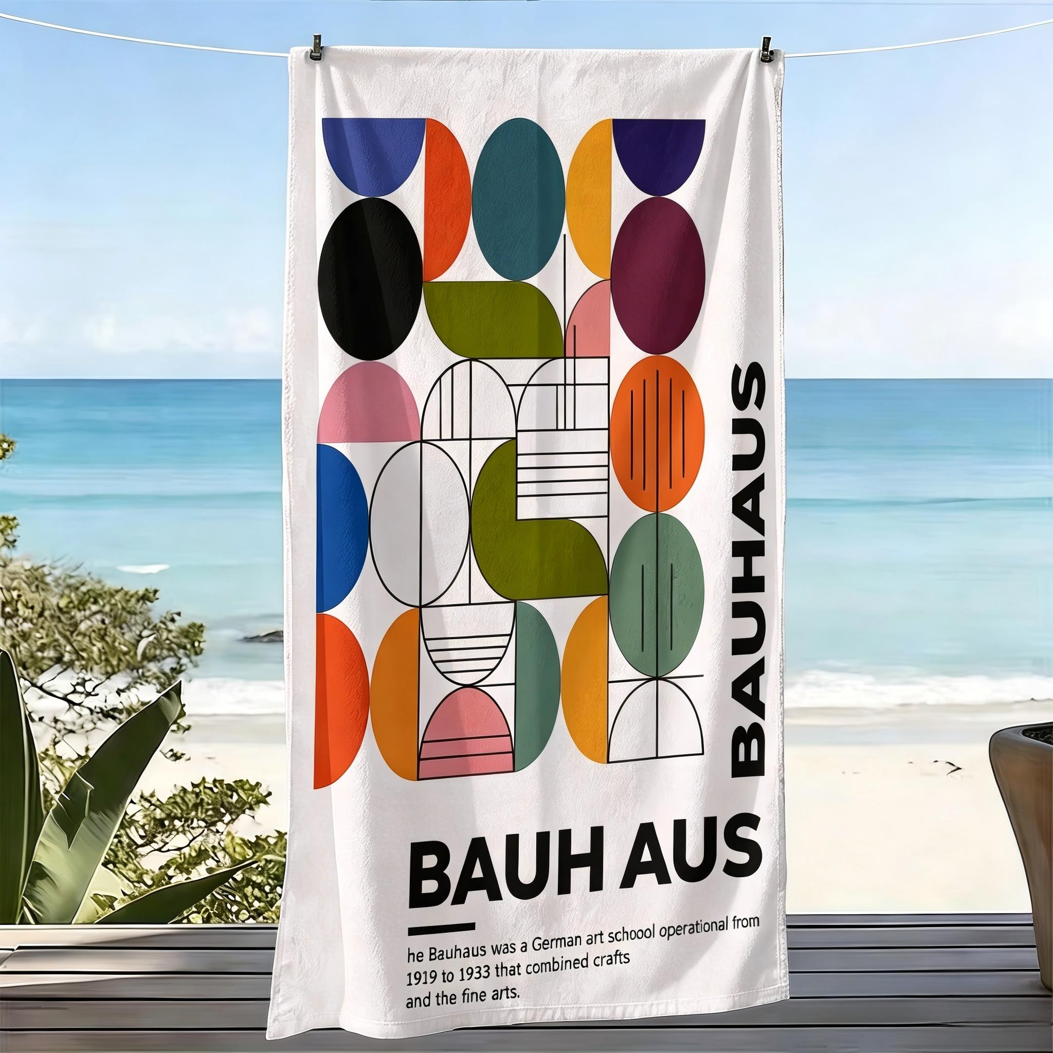 Minimalist Geometric Summer Towel Bauhaus Style Beach Towel Pool Towel Soft Microfiber Beach Towel Creative Art Print Bath Towel 50x100cm