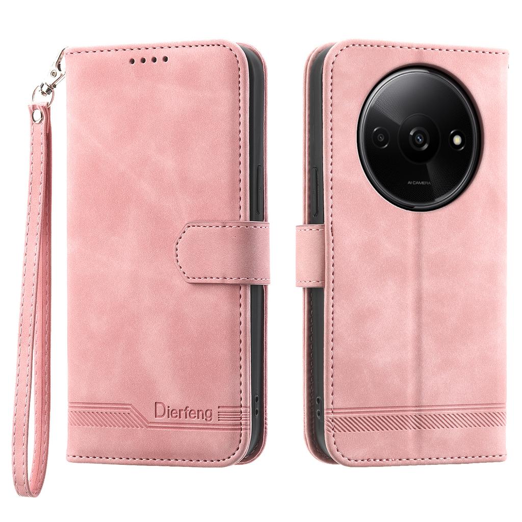 DIERFENG DF-03 Flip Cover for Xiaomi Redmi A3/Poco C61 4G Shockproof Imprinted Wallet Stand Mobile Leather Case