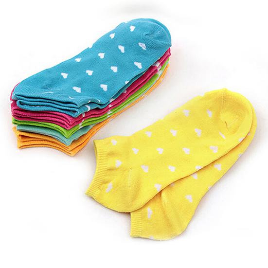 5 Pair Socks Lovely Heart Pattern Cotton Blend Women Ankle Socks for Daily Wear