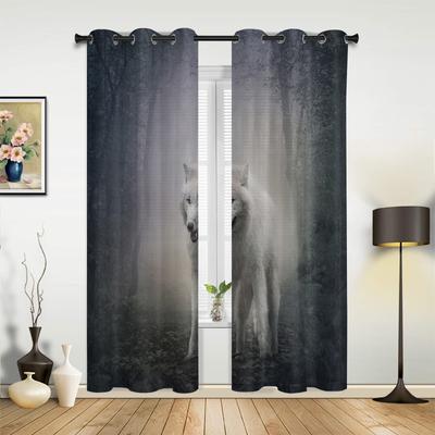Tenda da finestra Lupo Foresta Notturna Camera da letto Soggiorno Tende da finestra Decorazione Cucina Tende Tenda