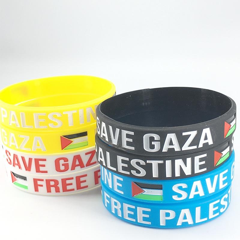 Free Palestine Commemorative Silicone Bracelet With Geometric Design Environmentally Friendly