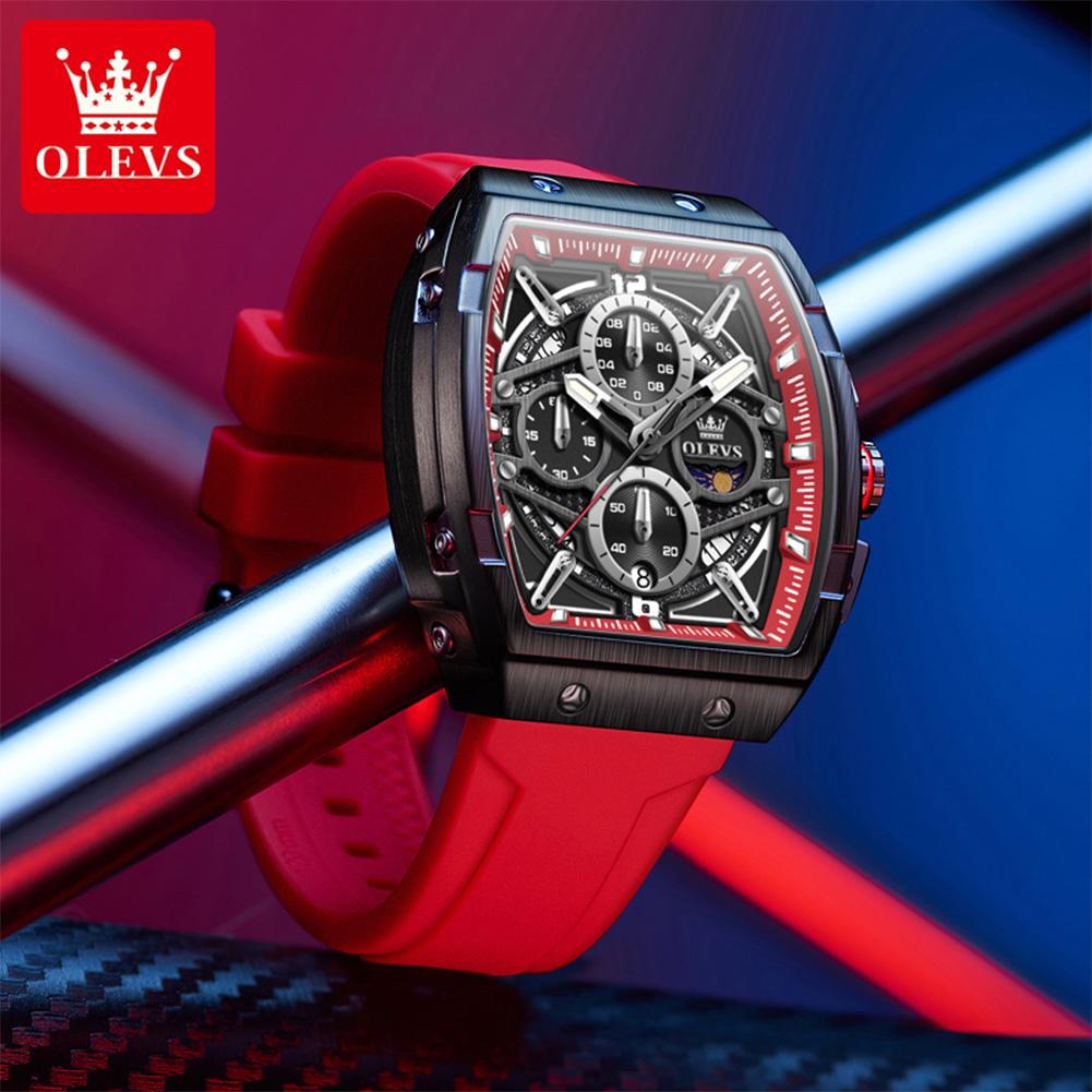 OLEVS Watch Men Chronograph Quartz Wristwatch Big Dial Moon Phase Hand Clock Date Waterproof Original Fashion Men's Watches