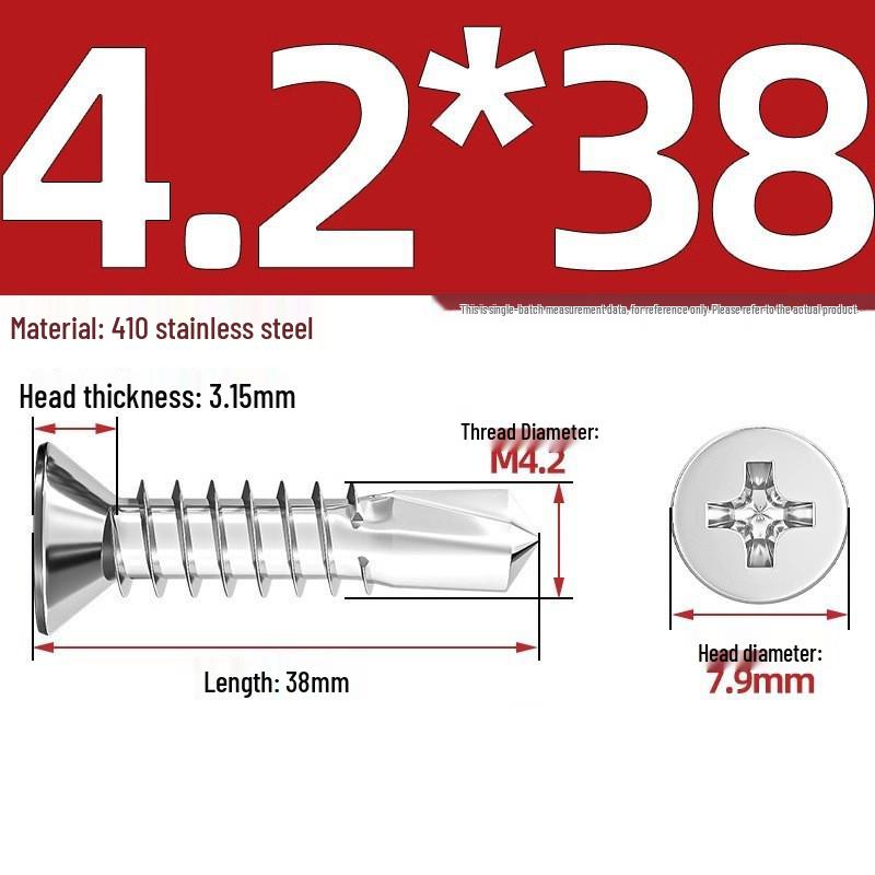 410 Stainless Steel Self-Drilling Flat Head Cross Countersunk Swallowtail Screws