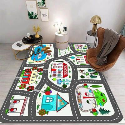 City Traffic Playroom Area Rug Play House Game Mat Early Kindergarten Education Carpet or Home Sofa Kids Non-slip Floor Mat