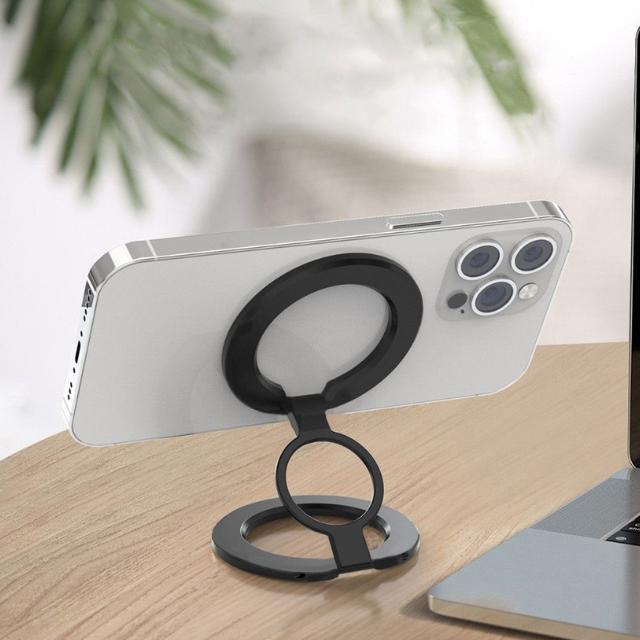Ultra-Thin Double Sided Magnetic Metal Support Phone Holder with Ring Buckle Ultra-Thin Desktop Stand Magnetic чёрный