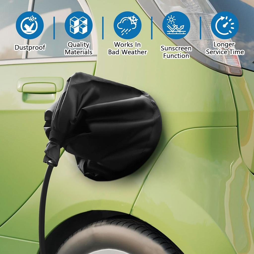 Wuyaoyao EV Charger Plug Port Cover, Waterproof Outdoor Electric Car Charger Plug Cover Rain Sun UV Snow All Weather Protection, Magnetic Adhesion