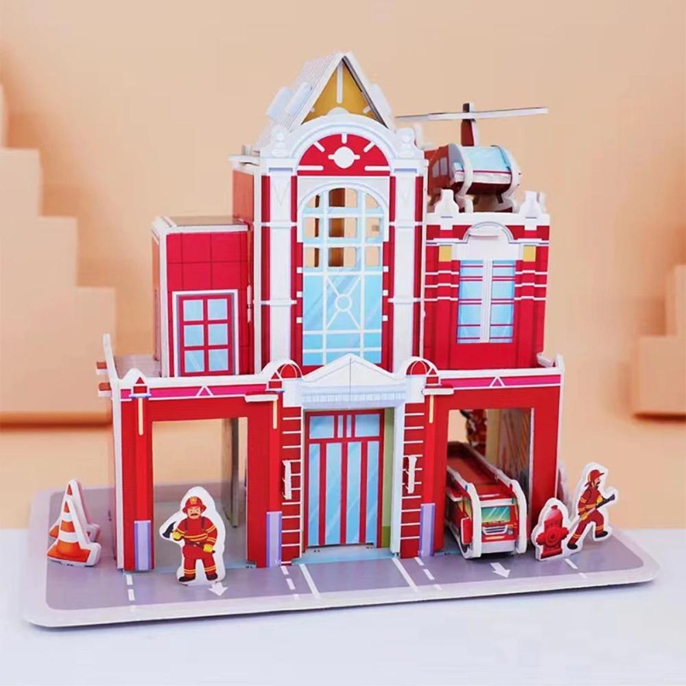 Kids 3D Stereo Puzzle Cartoon House Castle Building Model DIY Handmade Early Learning Educational Toys Gift for Children