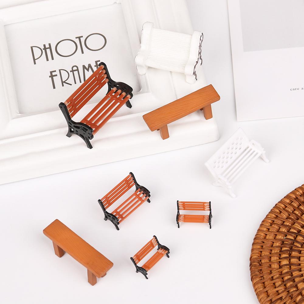 Miniature Bench Chair Figurines Resin Crafts Micro Landscape Model Mini Garden Decor DIY Home Ornament Doll House Accessories