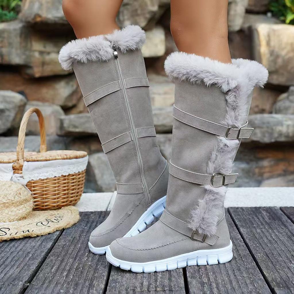 Belt Buckle Warm Snow Boots 2025 Winter New Fleece Thickened Plus Size Wool High Cotton Shoes for Women