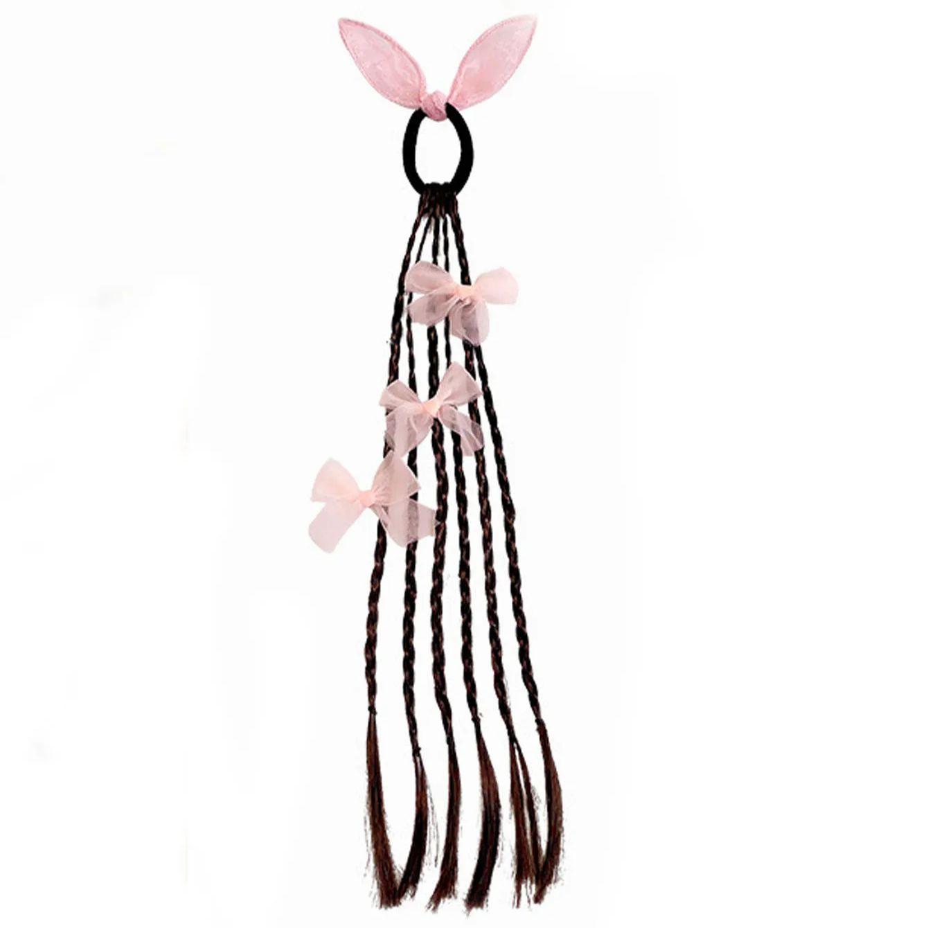 

1Pcs Fashion Ribbons Bow Artificial Wig Hair Scrunchies Elastic Hair Bands For Girls Kids Party Ponytail Hair Accessories