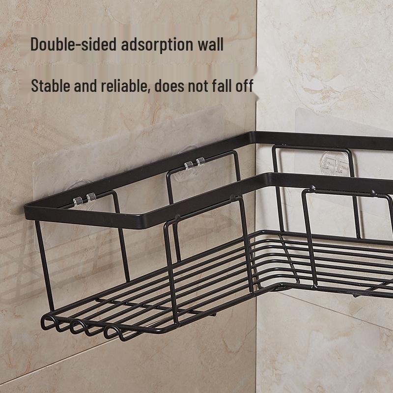 Punch-Free Wrought Iron Triangle Corner Bathroom Shelf