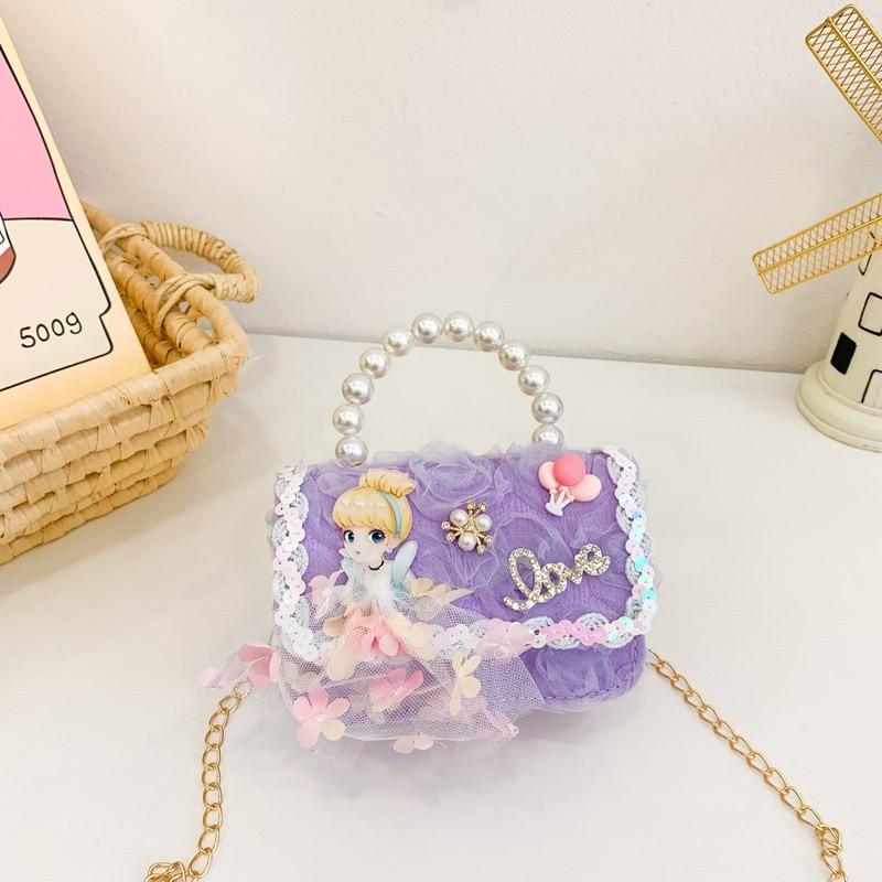 Childrens Fashionable Modern Single Shoulder Bag With Pearl Details And Bow Design