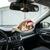 2Pcs Sleeping Dog Car Hanging Ornament, Acrylic 2D Flat Pendant, Cute Animal Rearview Mirror Charm, Christmas Gift Keychain