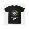 European Sizes Men'S Black Short-Sleeve T-Shirt Featuring a Football Theme, with a Vibrant Swirl Football Print