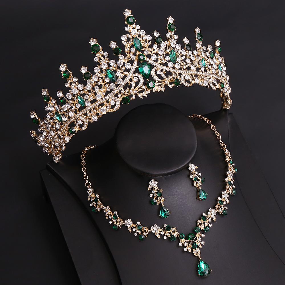 DIEZI Baroque Bridal Opal Crystal Crown Princess Queen Luxury Water Drop Tiaras Necklace Earrings New Wedding Party Jewelry Sets