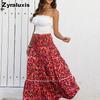 Women's Printed High Waist Slimming Casual Half Body Skirt Hollow Lace Patchwork Beach Vacation Sand Dune Dress