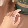 Retro Blue Lotus Adjustable Ring - Hollow Design, Simple & Versatile for Women