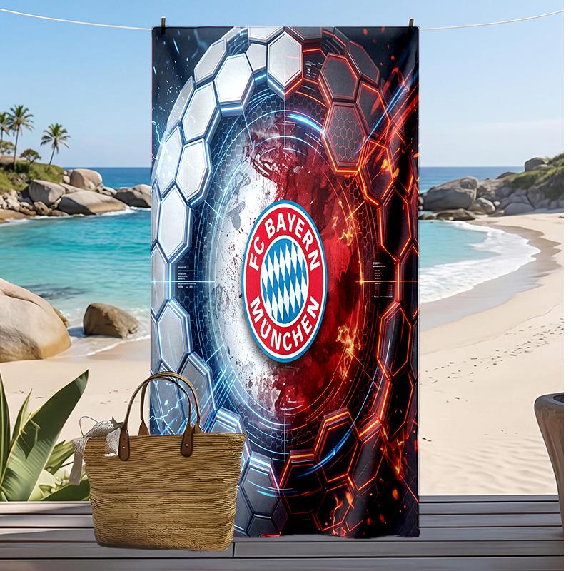 Asciugamano da Spiaggia Stampato Bayern Monaco Asciugamano Morbido ad Asciugatura Rapida Coperta da Spiaggia Rettangolare Grande Portatile per Viaggi Piscina