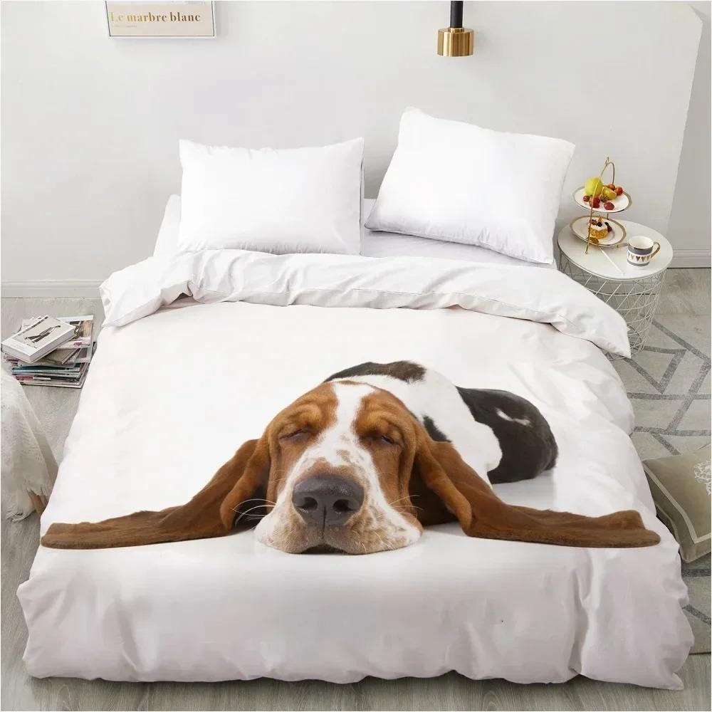 Animal Lie Down Dog Pet Bedding Set Boys Girls Twin Queen Size Duvet Cover Pillowcase Bed Adult Fashion Home Textileextile