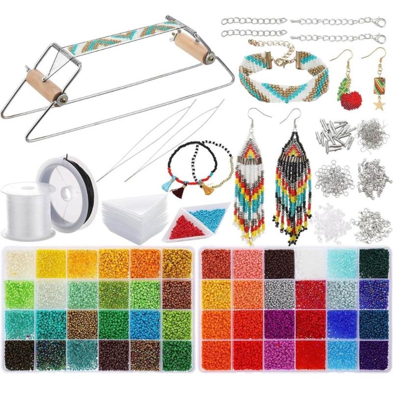 Beading Loom Jewelry Making Tool Bead Weaving Kit  Lightweight Knitting Machine for Creating Bracelets and Necklaces