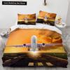 3D Airplane King Queen Duvet Cover Pink Airliner Bedding Set for Adults Sky Sea Natural Landscape 2/3pcs Polyester Quilt Cover