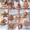 12Pcs Christmas Wooden Pendants Gingerbread Man Santa Claus Xmas Tree Hanging Ornaments Home Party Christmas Decor New Year Gift
