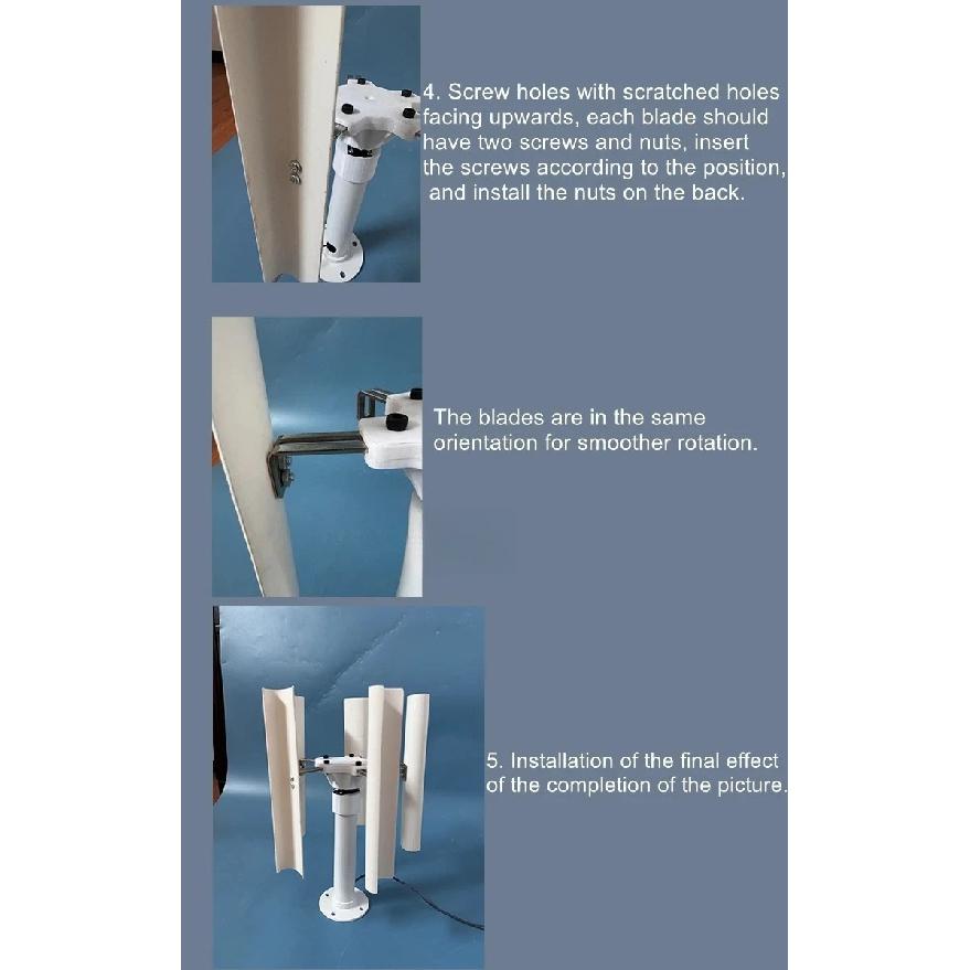 Vertical axis five blade wind turbine three-phase permanent magnet generator model windmill